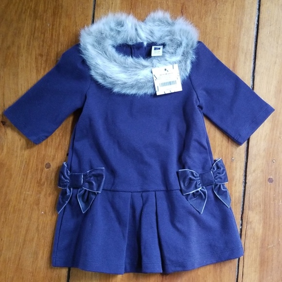 Other - NEW Janie and Jack Navy Bow Dress 12-18 Months